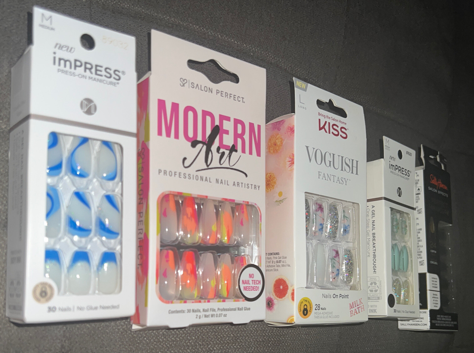 KISS SALON💅Mixed Lot 5-Pks Nail Sets:Modern Art, Voguish Fantasy,imPress & More