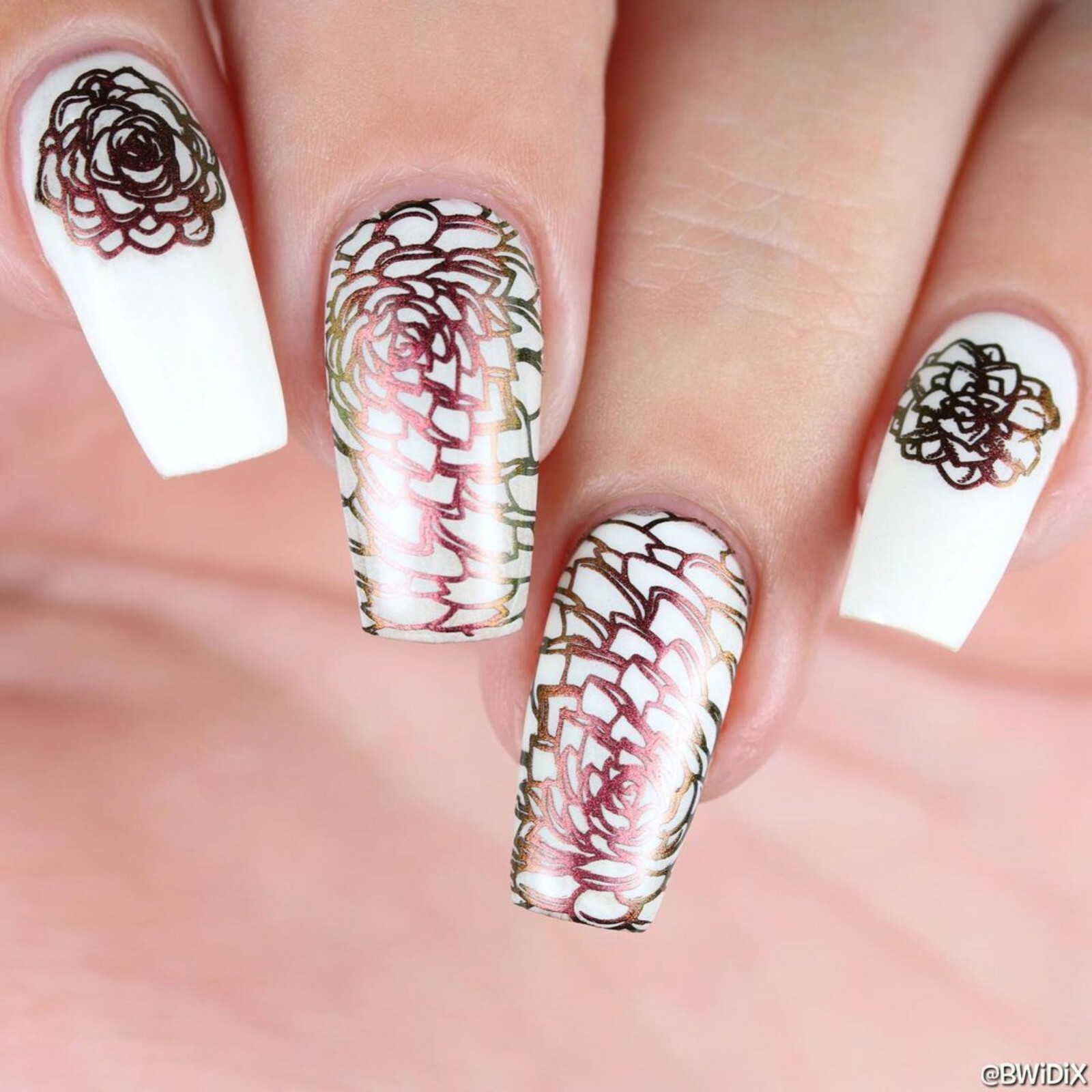 B060 Deserted Succulent Stamping Plate For Stamped Nail Art Design