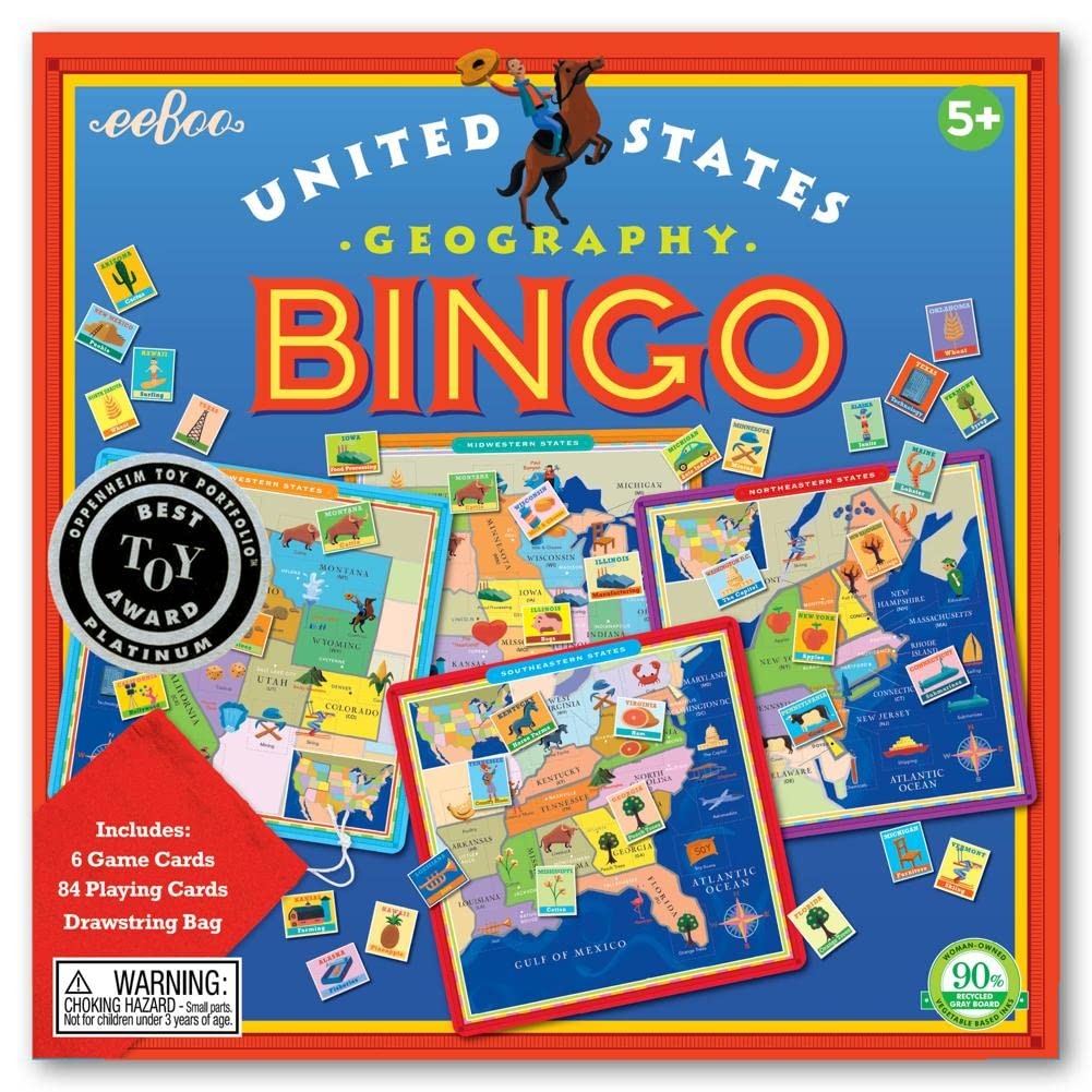 eeBoo: United States Geography Bingo Game, for 2 to 6 1 EA, Multicolor