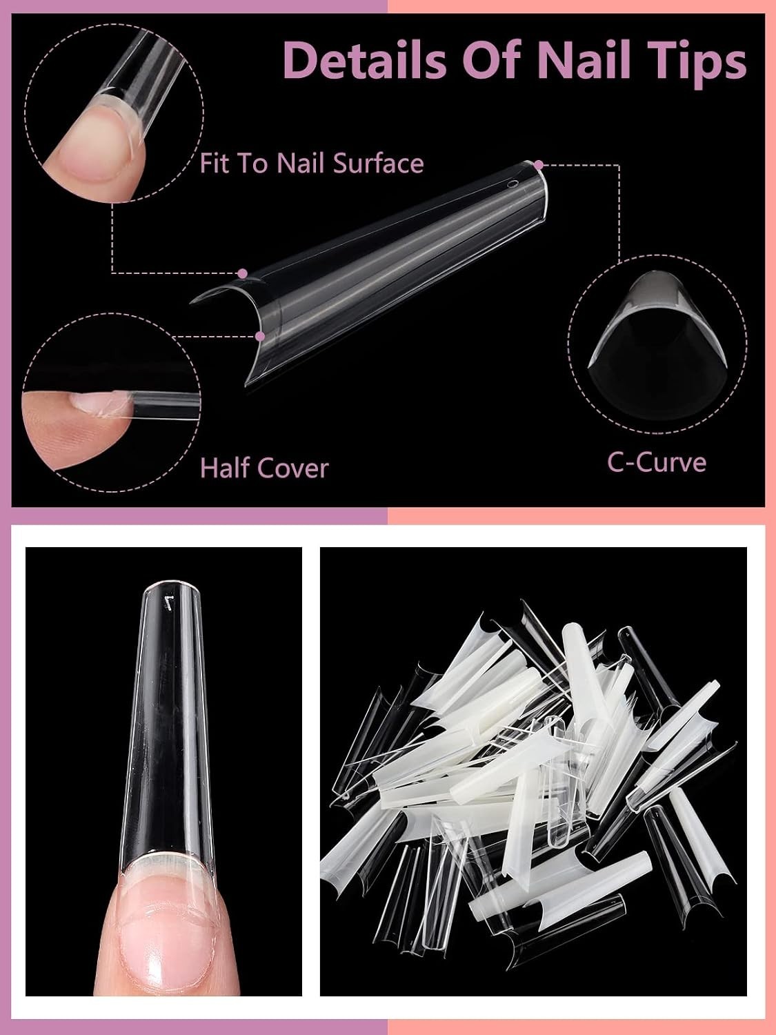 480PCS Coffin Nail Tips for Acrylic Nails Professional Set, XXL Extra Long Ac…