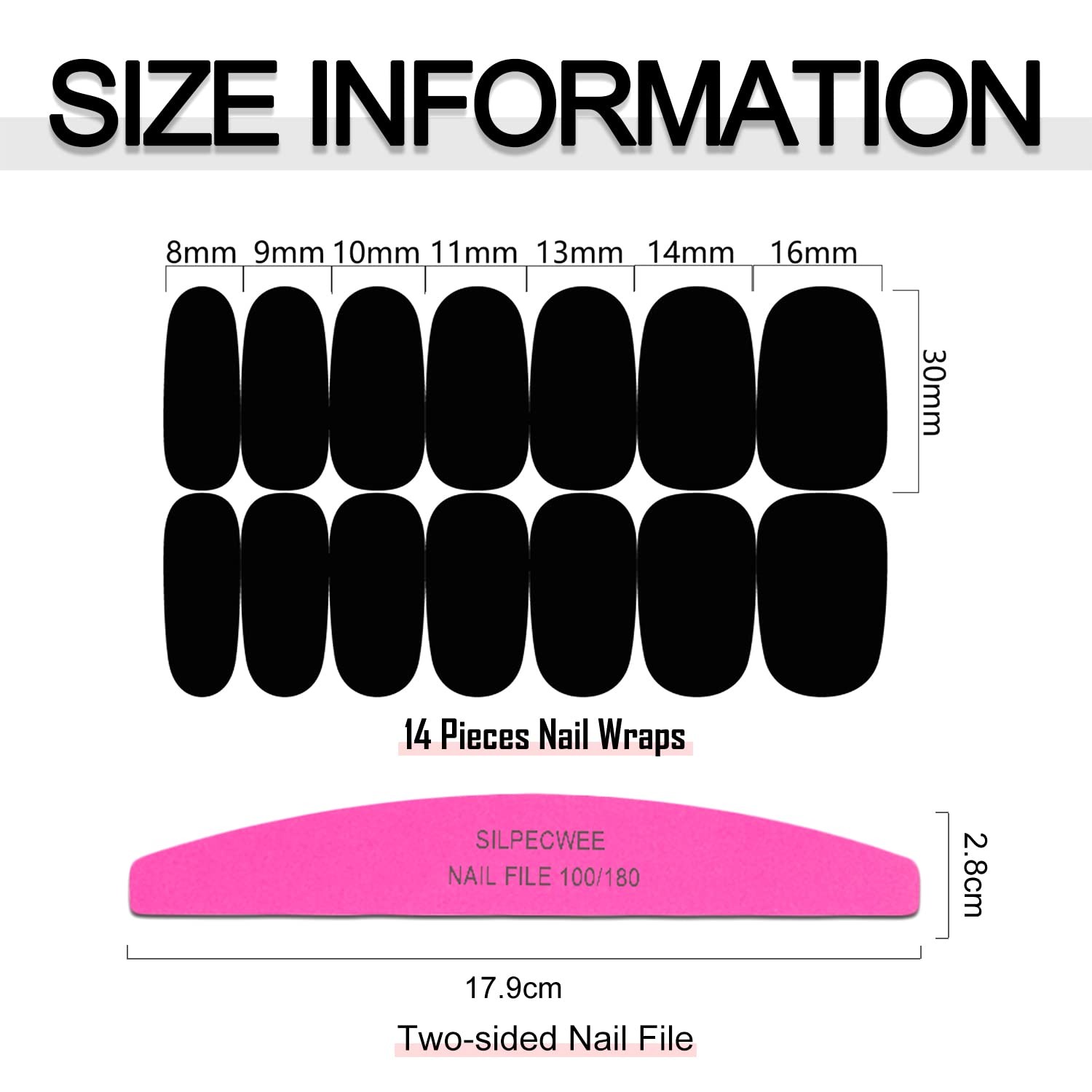 16 Sheets Black Nail Wraps Solid Color Nail Polish Strips for Women Gel Nail …
