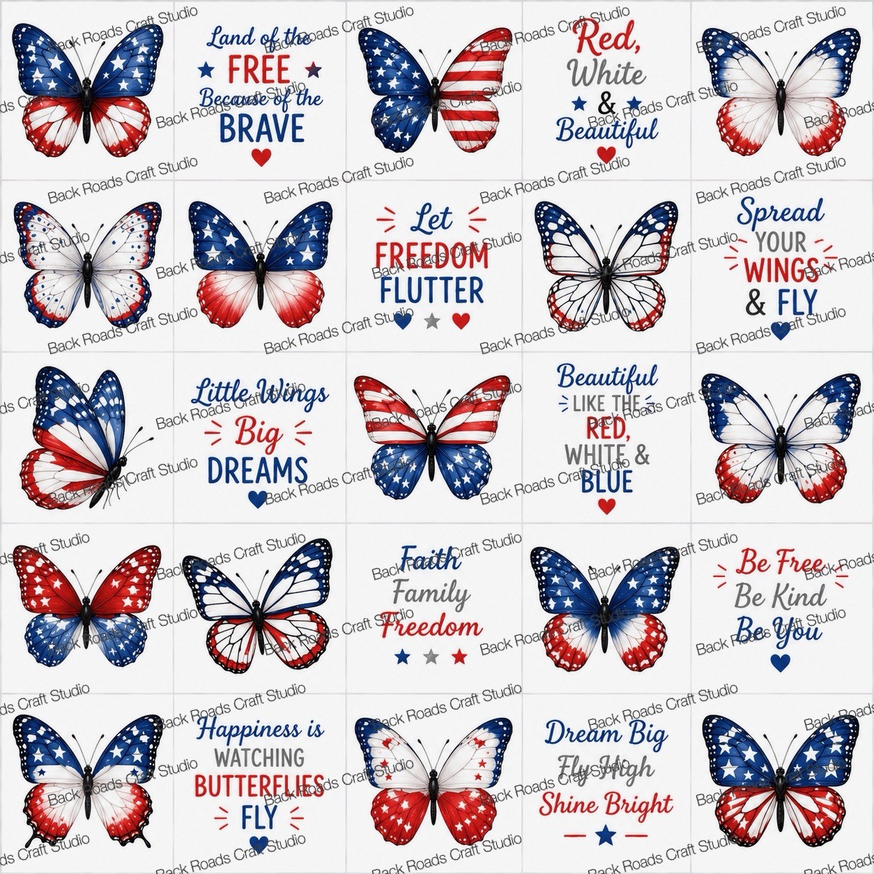 4th of July Butterflies Waterslide Finger Nail Decals Instructions set of 50 JM