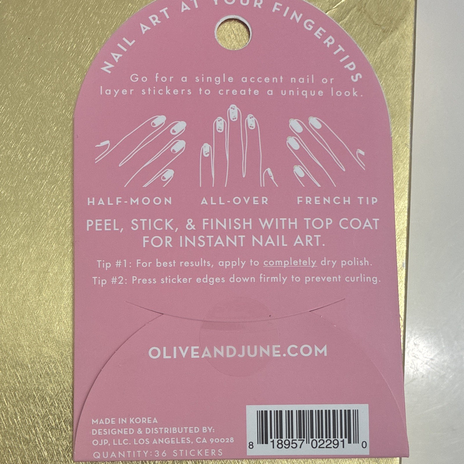 Olive & June Food Theme Nail Art Stickers, Self-Adhesive Multicolor French