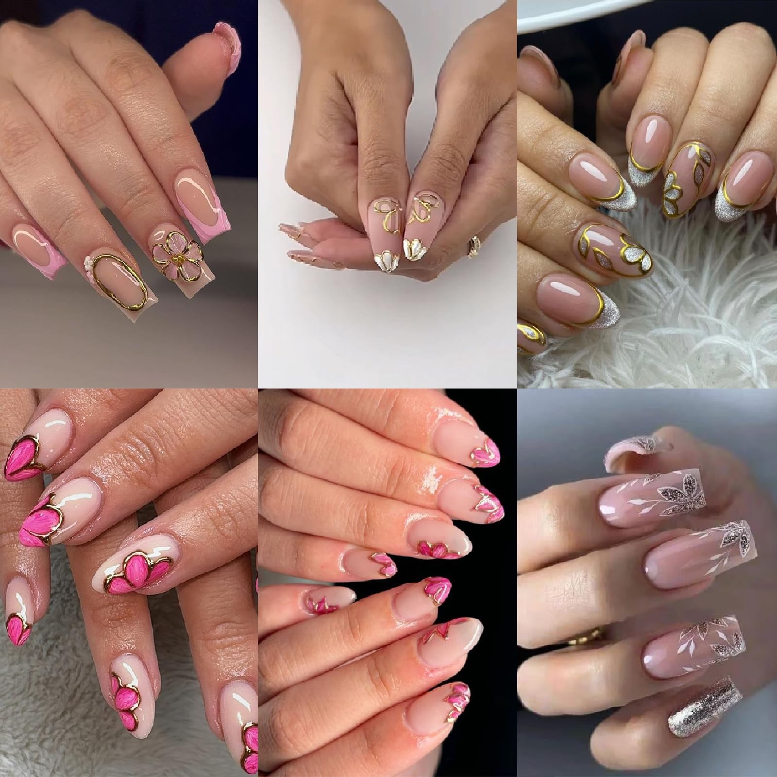5 Sheets Nail Decals Flowers Petal Nail Art Stickers Spring Gilding Cherry Bl…