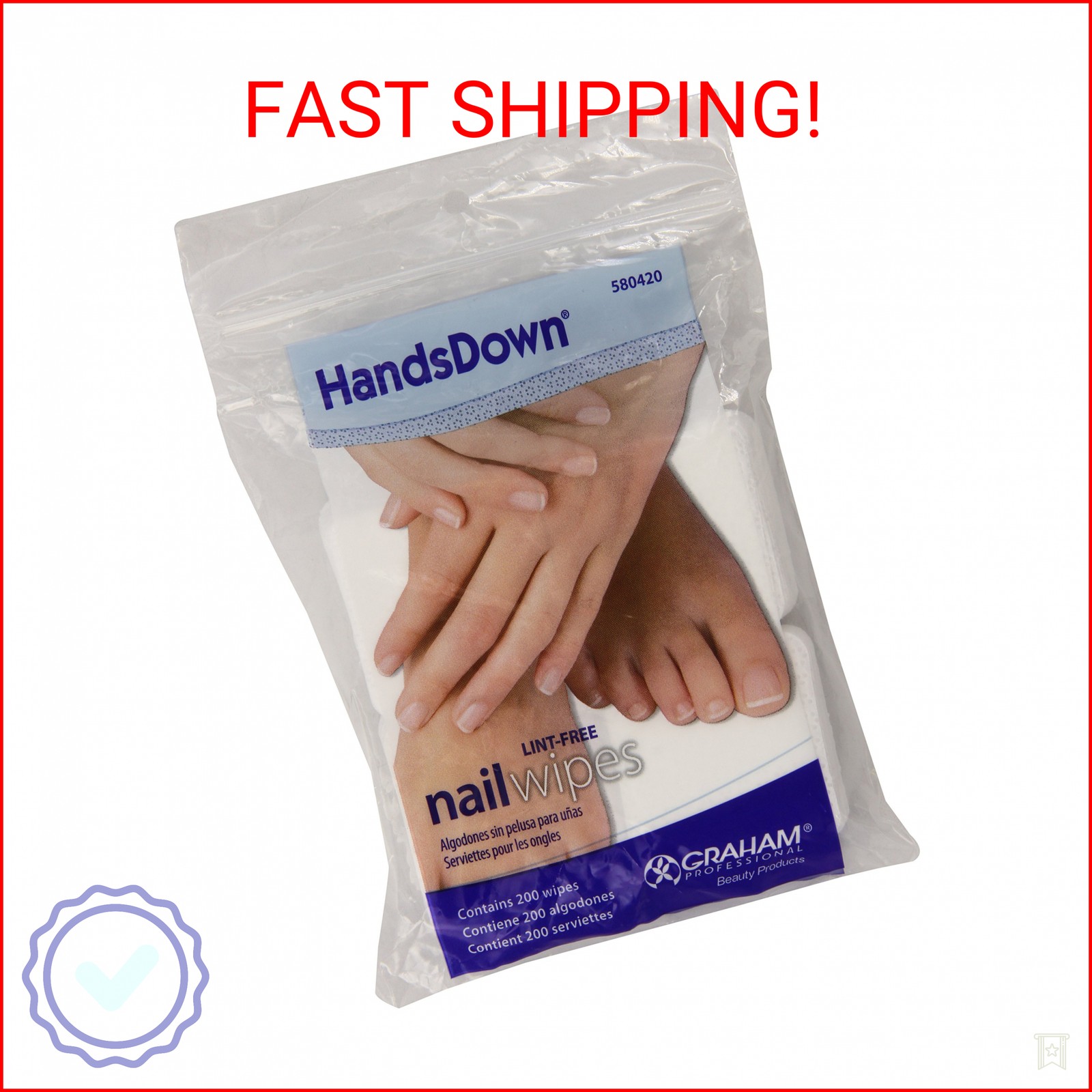 Graham Hands Down Nail Wipes, 200 Count