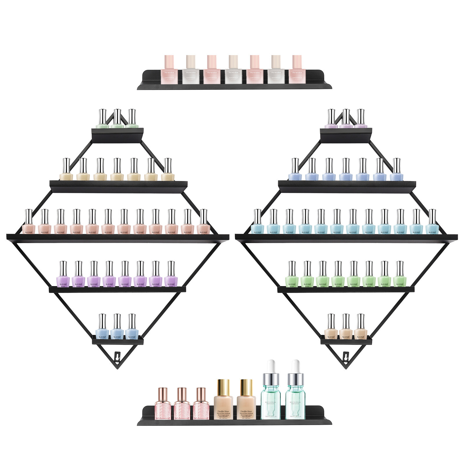 High-Quality Wall-Mounted Nail Polish Rack, 5-Tier Design, Holds 90 Bottles,