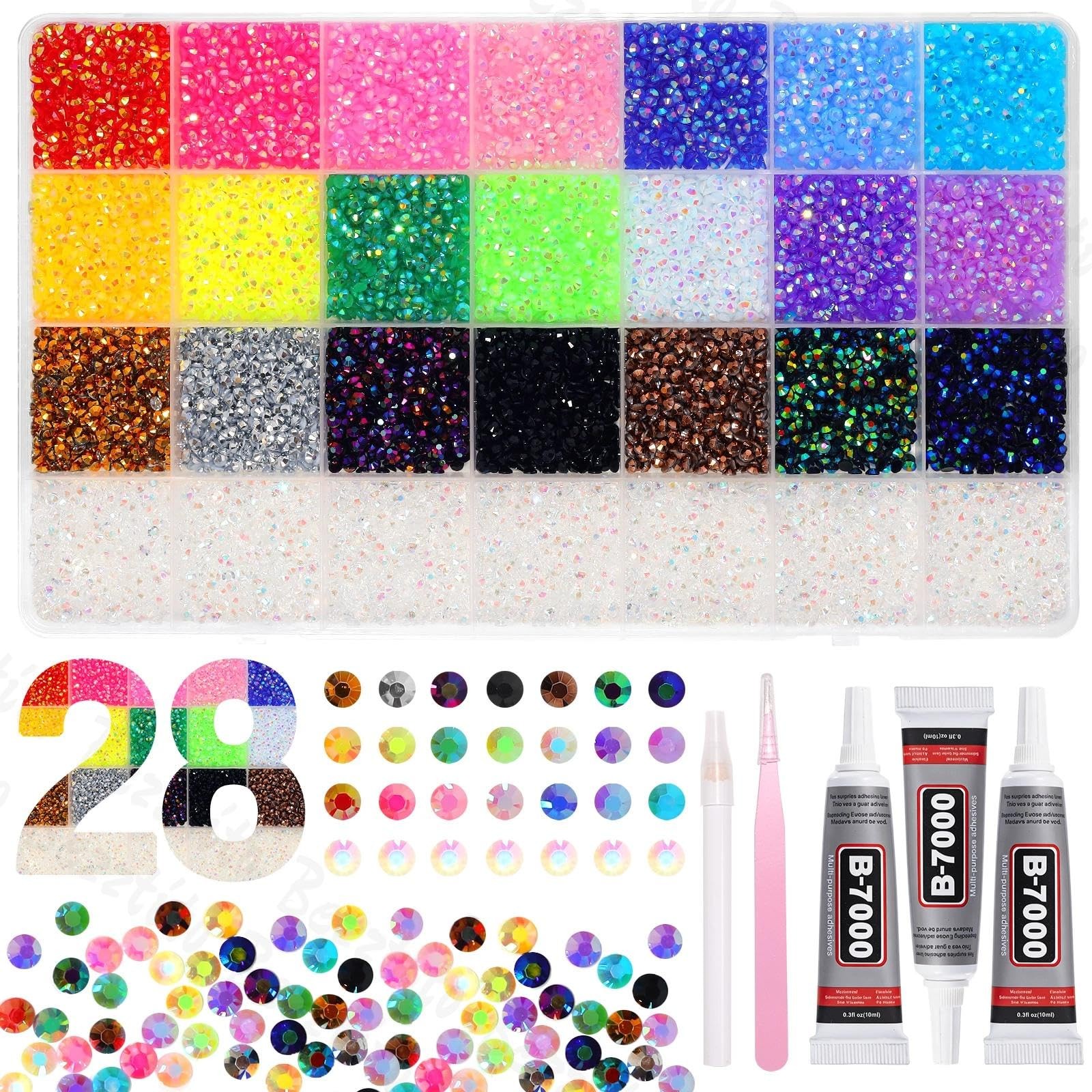 32000Pcs Resin Rhinestones Kits with Tools for Bedazzling, Colors 3MM Flatbac…