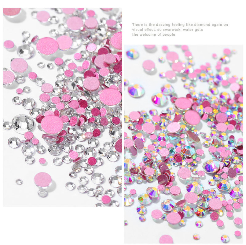 1440pcs Nail Art Rhinestones Glitter Diamond Crystal Gems 3D Tips DIY Decoration