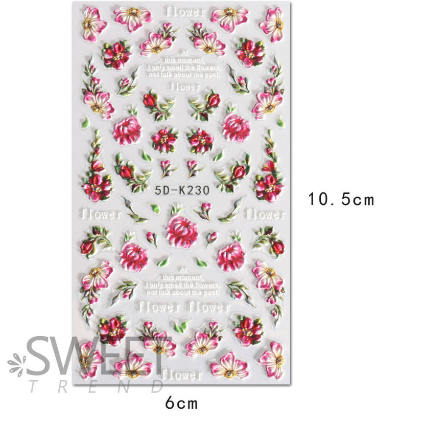 5D Engraved Flower Butterfly Nail Art Sticker Decal DIY Decoration Manicure NH24