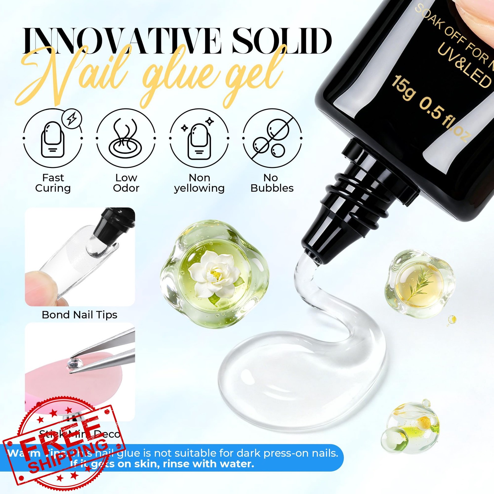 UNA GELLA Medium Square Gel Nail Tips 120pcs Kit Matte