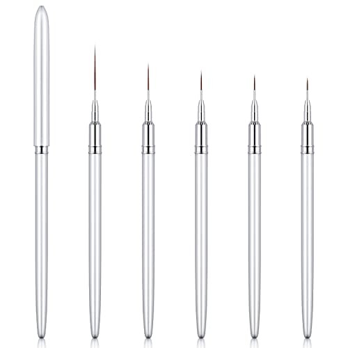 5pc Nail Art Brush Set Liner Gel UV Polish Metal Handle 7-25mm