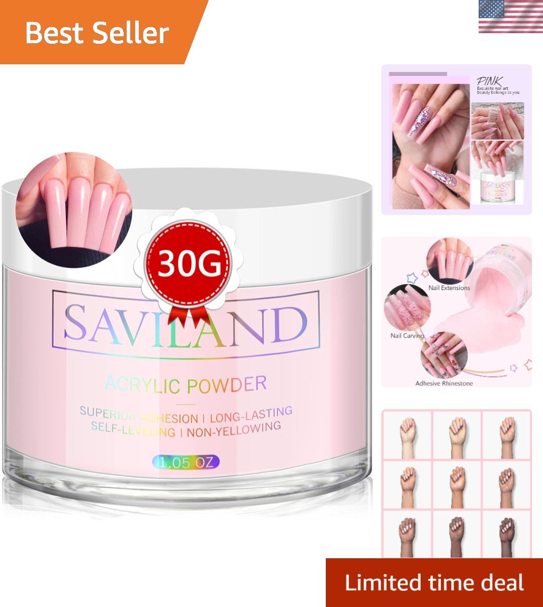 Easy-to-Use 30g Pink Acrylic Nail Powder for Beginners & Pros – No Lamp Needed