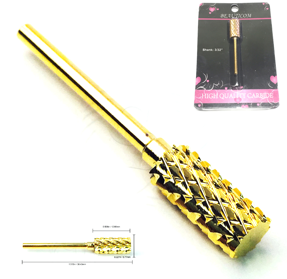 USA High Quality Nail CARBIDE Bit 3/32 Electric DRILL Gold Color 2X Extra Coarse