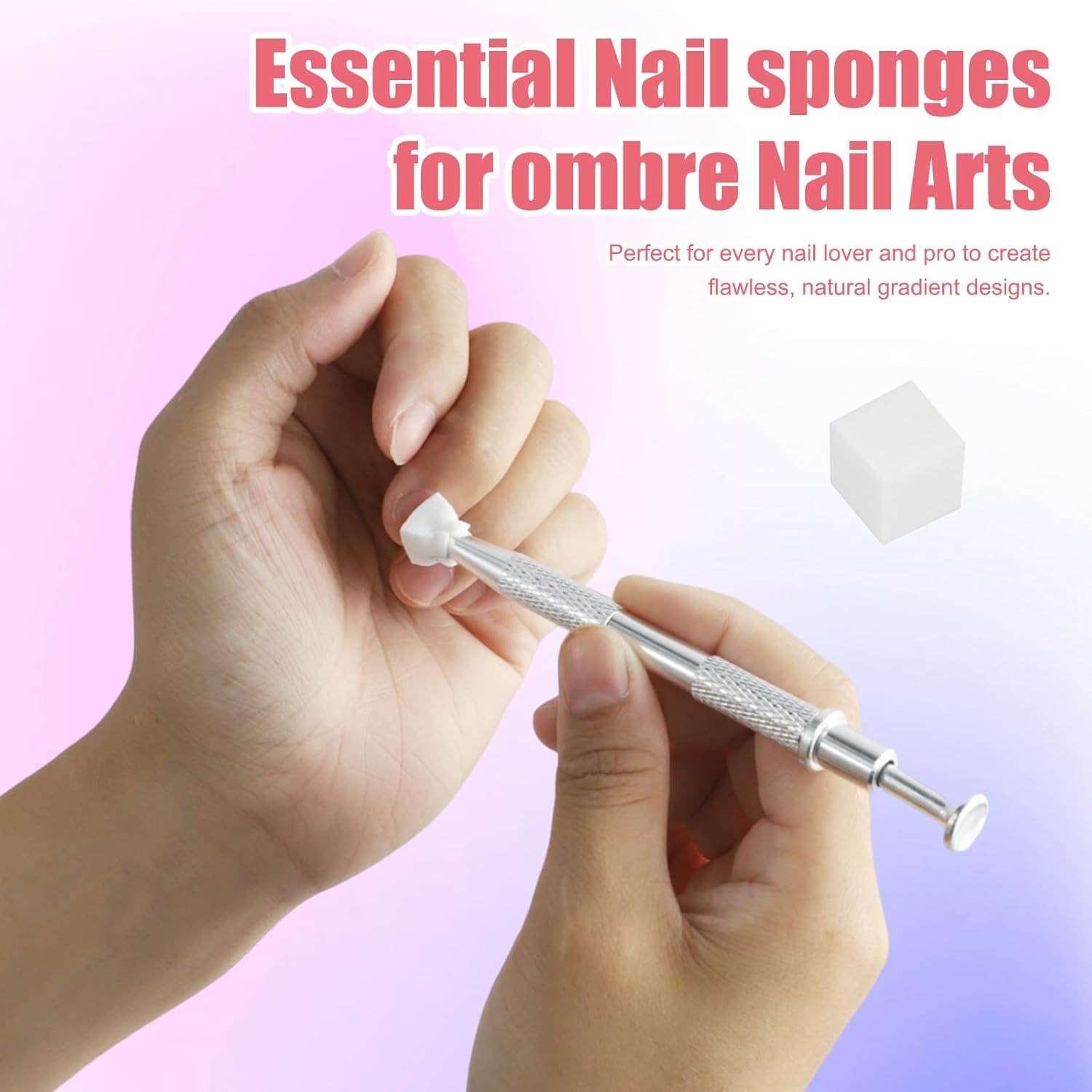 300pcs Nail Sponges for Ombre, White Nail Sponges, Delicate Feel, Good Penetrati