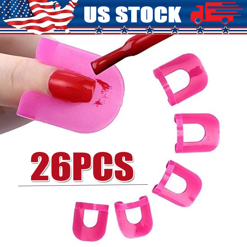 26pcs U-Shape Nail Polish Protectors Reusable Finger Cover Stencils for DIY LOT