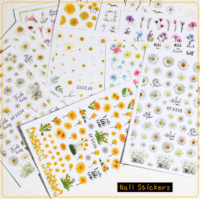 3D Nail Art Stickers Dandelion Daisy Flower Series Manicure Gel Decor DIY NS33