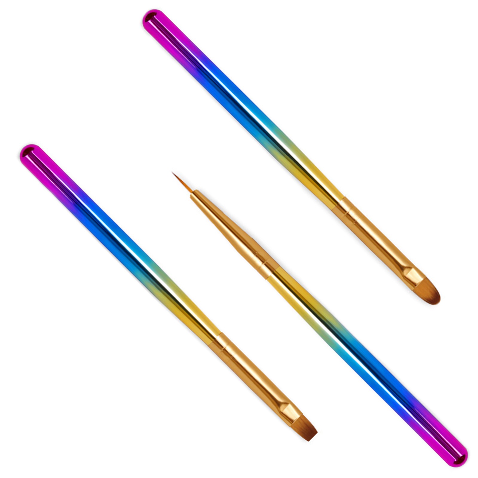 3 Pack Acrylic Nail Art UV Gel Brush Nylon Tips Painting Liner Pen Manicure Tool