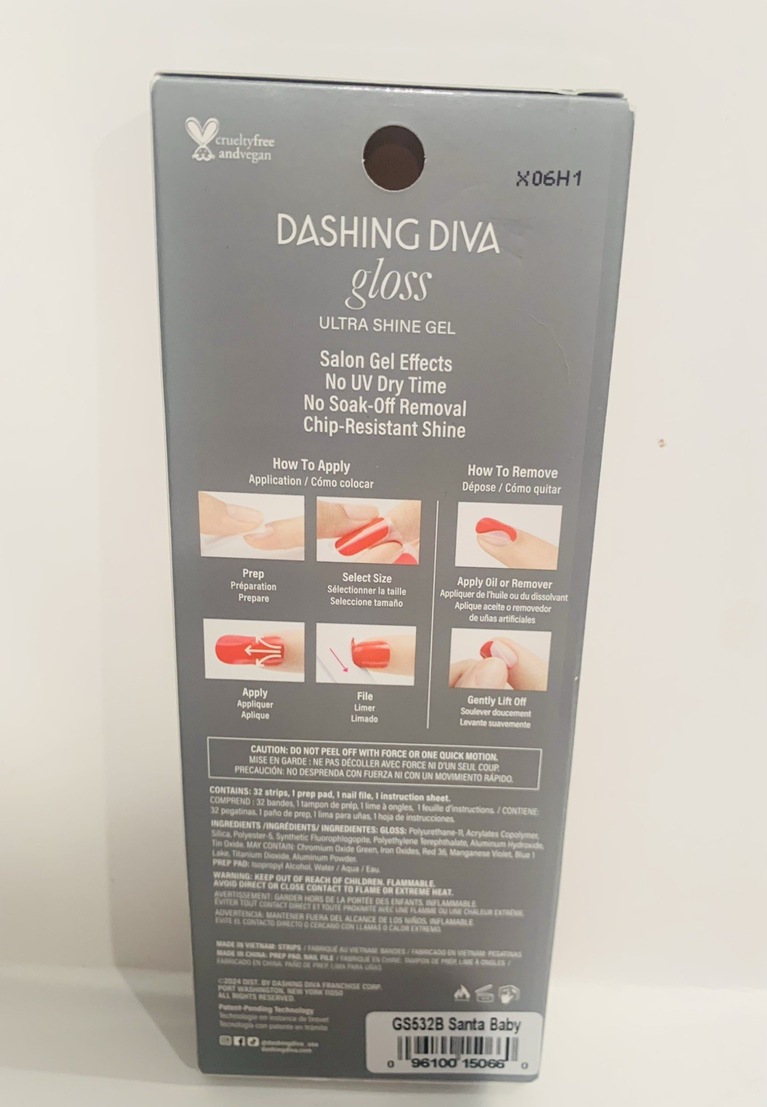Dashing Diva Gloss Ultra Shine Gel Nail Strips, Santa Baby, 32 Count
