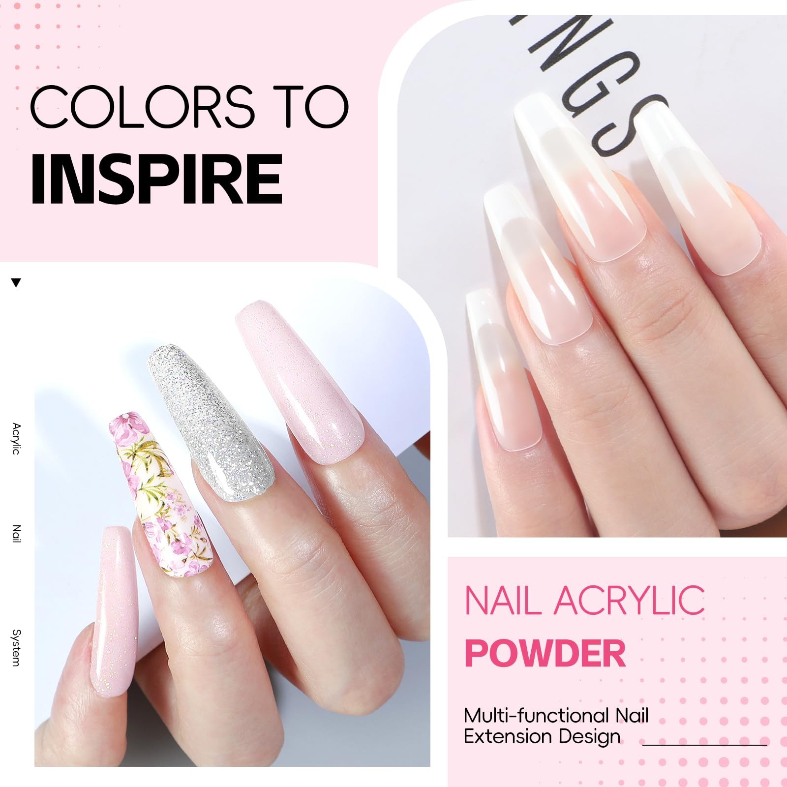 58 Piece Acrylic Nail Kit With Drill UV Light Glitter Powder Set For Home Salon