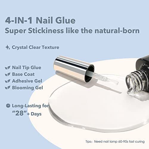 Modelones Nail Tips and Glue Gel Kit, Gel x Nail Kit 4 in 1 Nail Glue Gel,