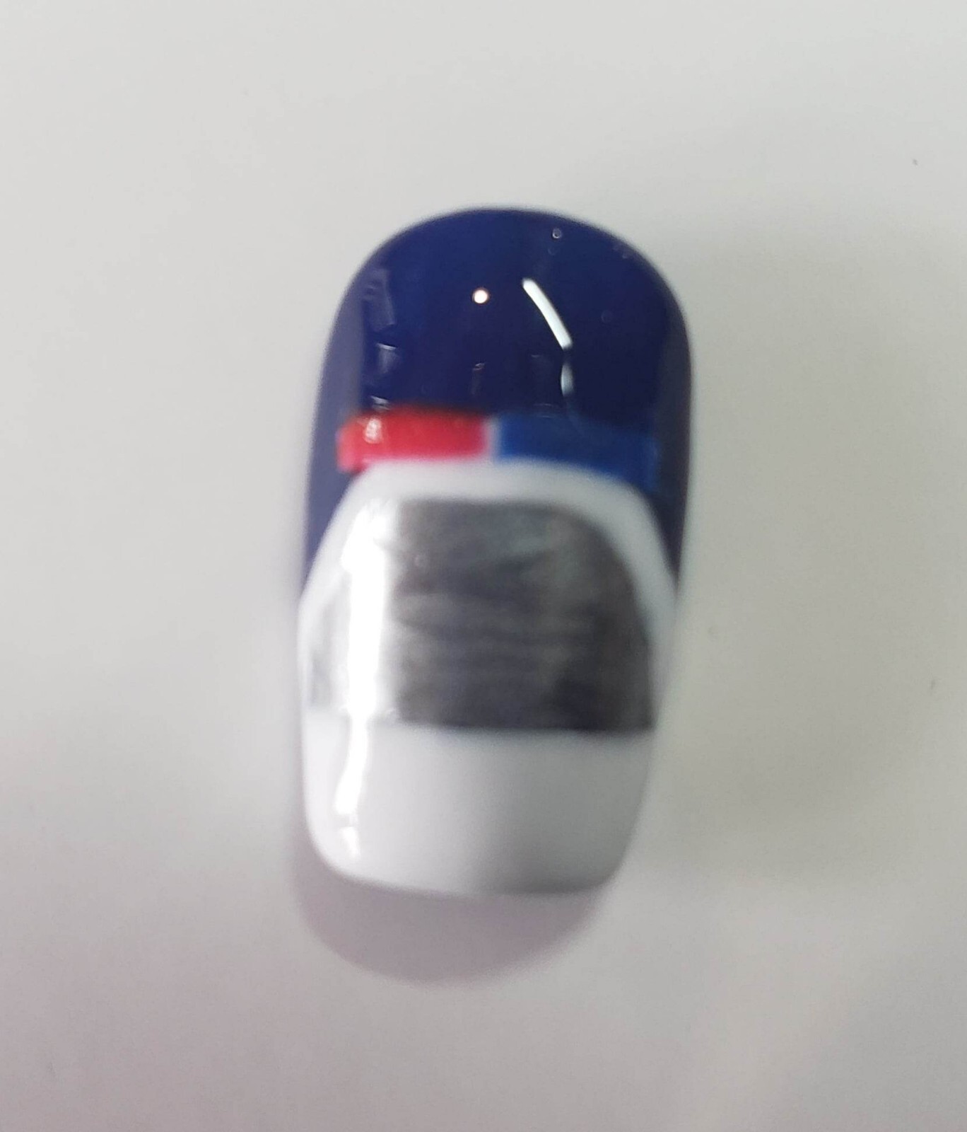 Police Themed Blue and Silver Press-on Nails, Short Square in Medium Size 