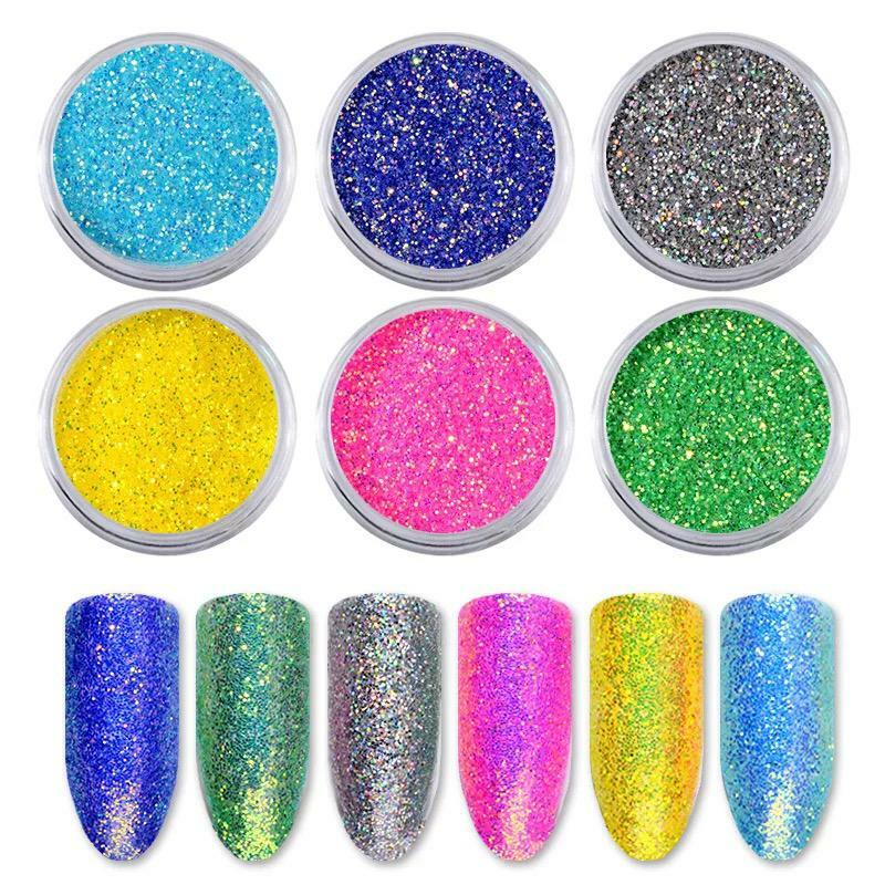 17 Colours Mermaid Nail Glitter Powder Sugar Neon Iridescent Aurora Mirror