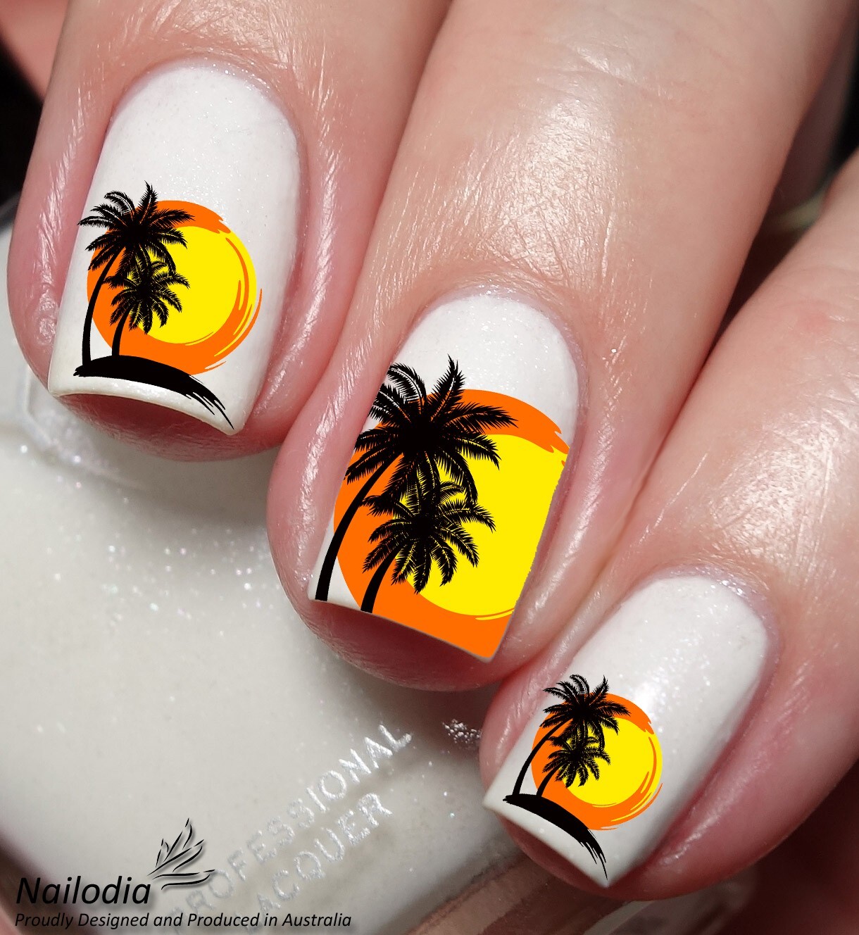Tropical Sunset Palm Tree Beach Nail Art Decal Sticker Water Transfer Slider