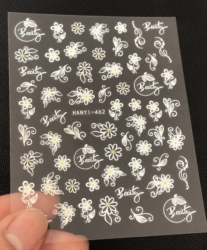 Translucent White Daisy Branch Flower Butterfly Daffodil Beautiful Nail Sticker
