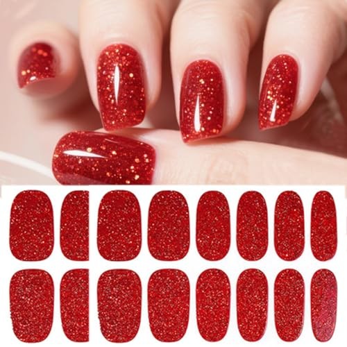 6 Sheets Solid Color Nail Wraps Stickers Glitter Gel Nail Stickers Glitter-4