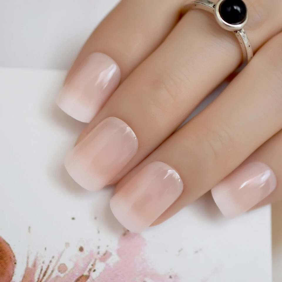 24 short French ombre Press on Nails kit with glue