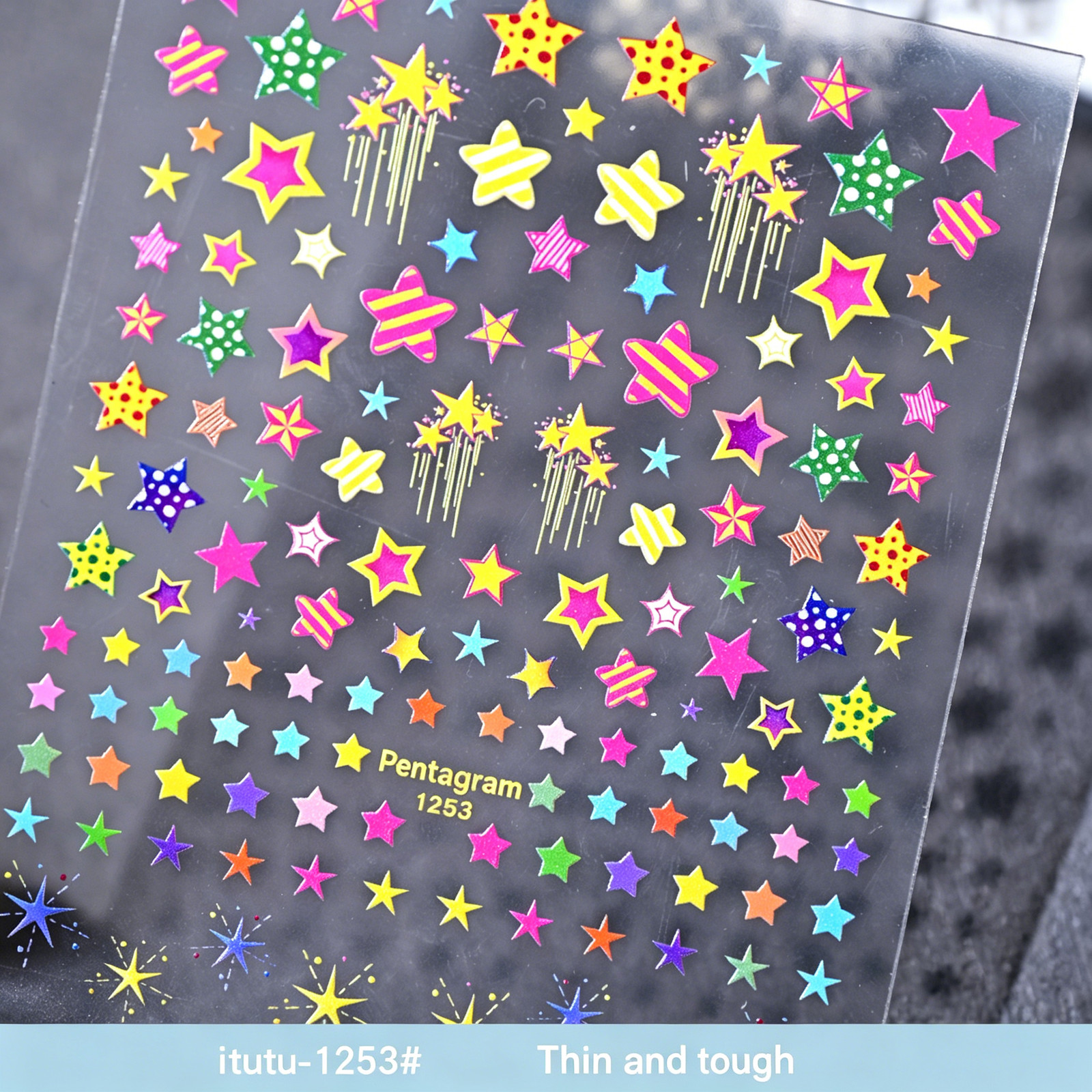 Internet Celebrity Popular Fairy Star Firework Nail Stickers, Sweet Irregular Fi