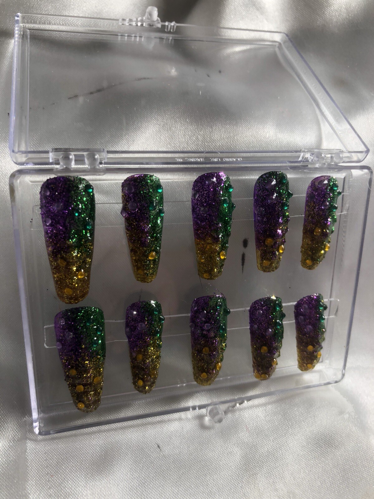 Z NAILZ! Z CLAWZ! Purple/Green/Gold MARDI GRAS Alligator Textured Press On Nails