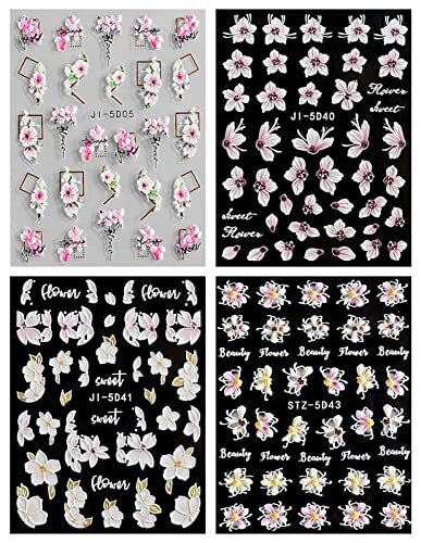 3D Embossed Spring Flower Nail Art Stickers Decals Self-Adhesive Pegatinas