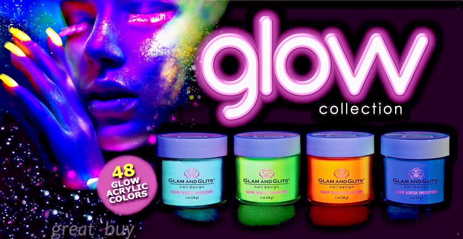 Glam and Glits ACRYLIC Glow in the Dark Nail Powder-48 Colors Pick1-Glam & Glits