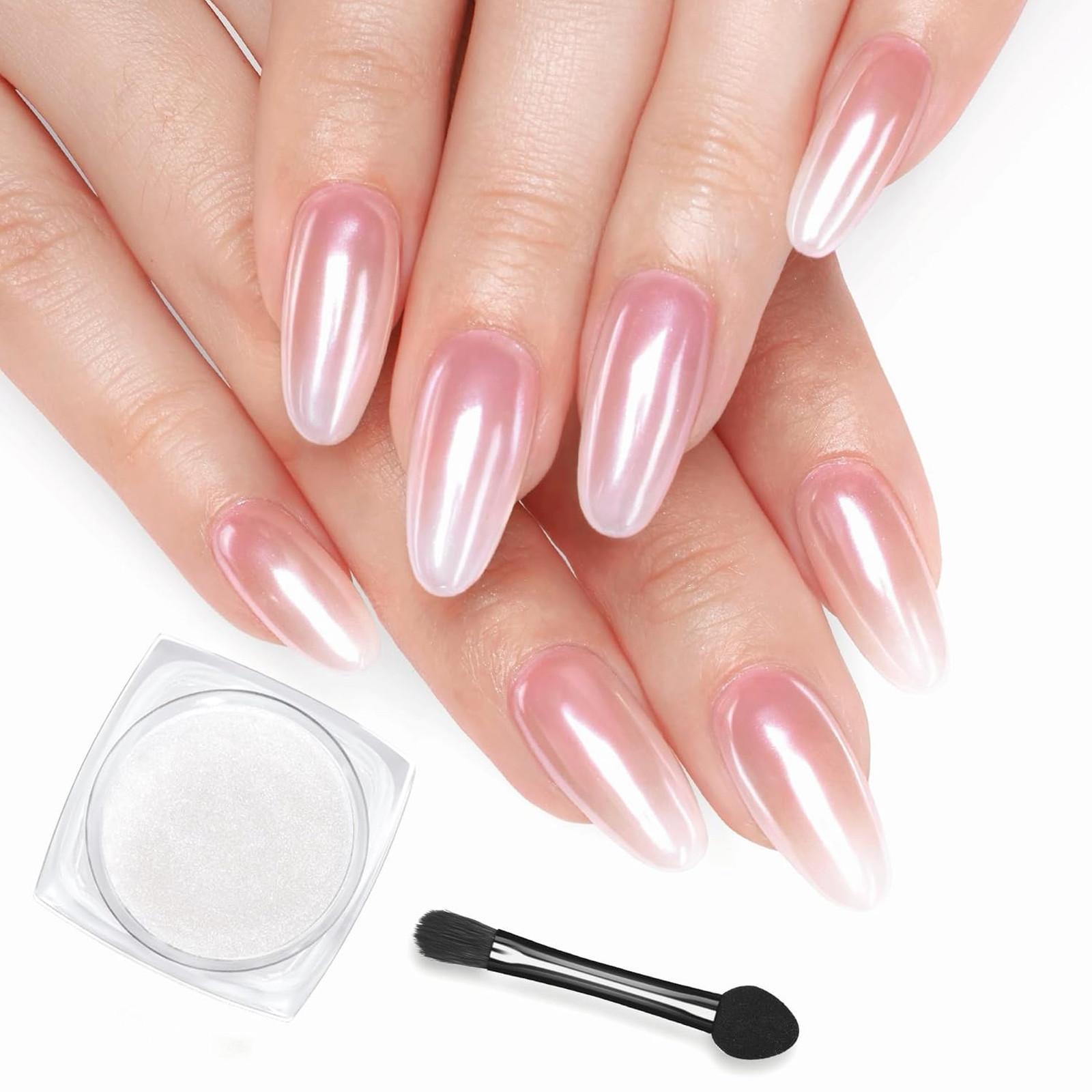 Beetles White Pearl Chrome Nail Powder Aurora Iridescent Mirror Effect