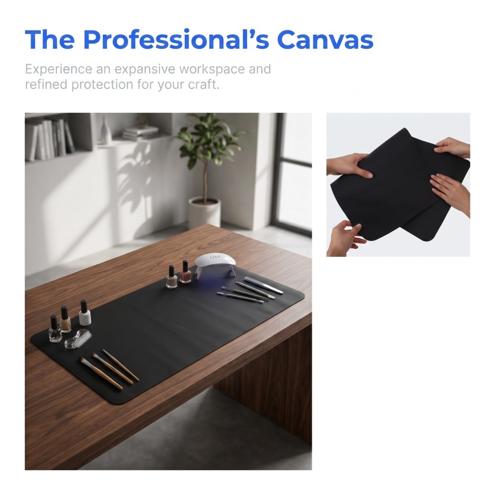 Nail Table Mat: Waterproof and Stain-Resistant Rubber Manicure Pad – Washable