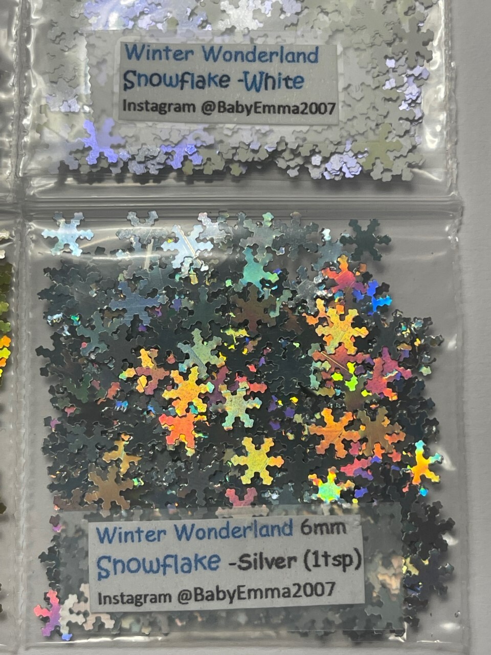 Winter Snow White Snowflake shape Glitter(Silver)6mm Nail Art Face Craft-1tsp-US