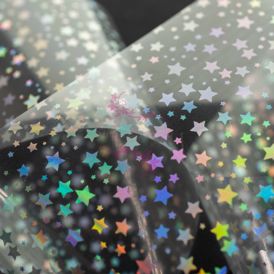 1 Roll 100m Nail Art Manicure Silver Laser Holo Star Transfer Paper Foil Decals