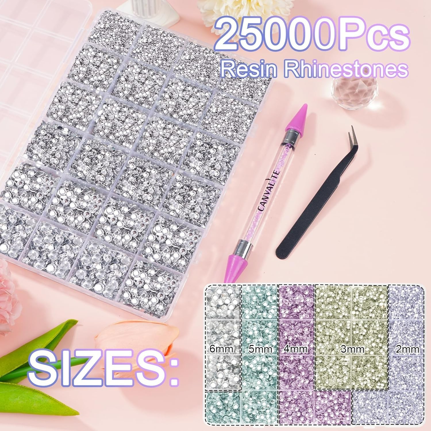 25000Pcs Resin Jelly Rhinestones for Crafting, Clear Flatback Gems, Bedazzlin…