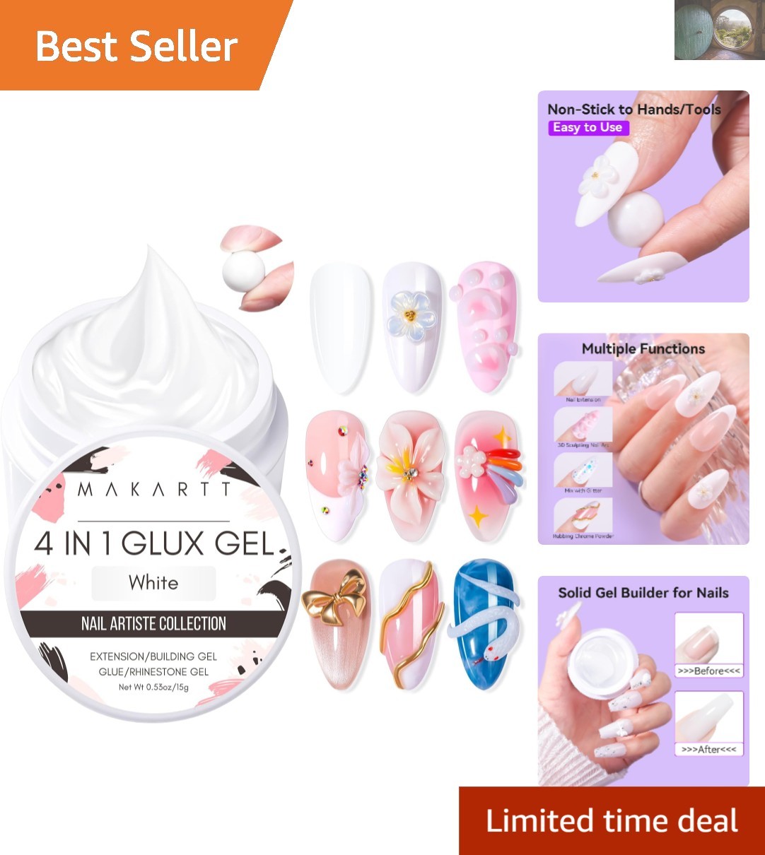 Solid Builder Nail Gel – 4-in-1 Non-Sticky Gel for Stunning 3D Nail Art Designs