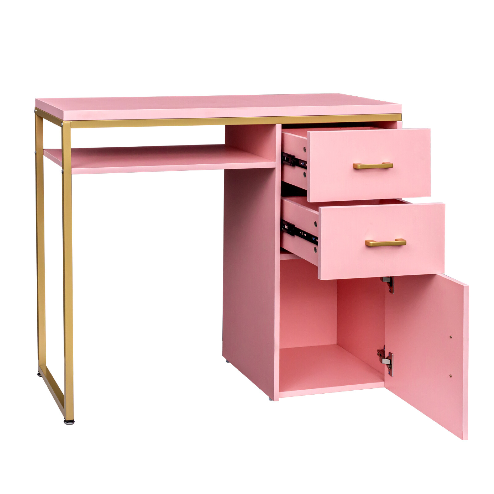 2 Drawers Manicure Table Nail Makeup Office Desk Dressing Cabinet Station Salon