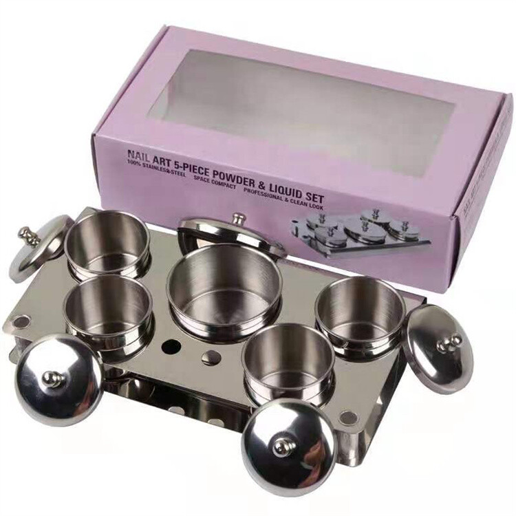 Nail Art 5PC/Set Cosmetic For Liquid Powder Container Dish Cup US Shipping