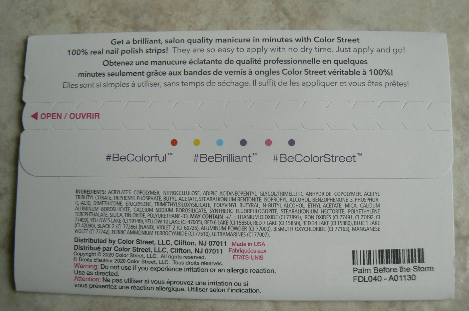 NEW Color Street PALM BEFORE THE STORM black/clear 100% Real Nail Polish Strips