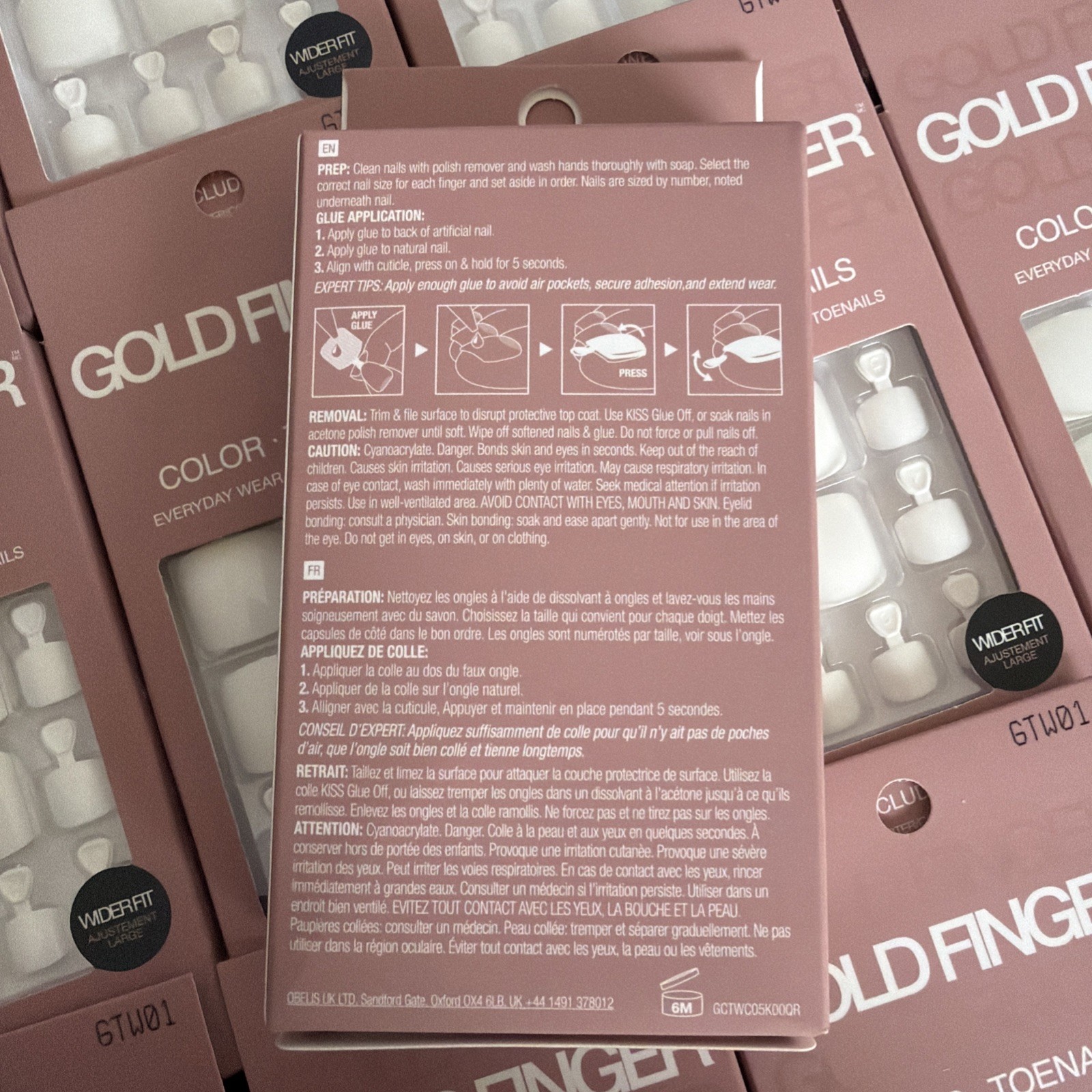 36 Kiss Gold Finger Color Toenails White Wider Fit Ready to Wear Gel NEW