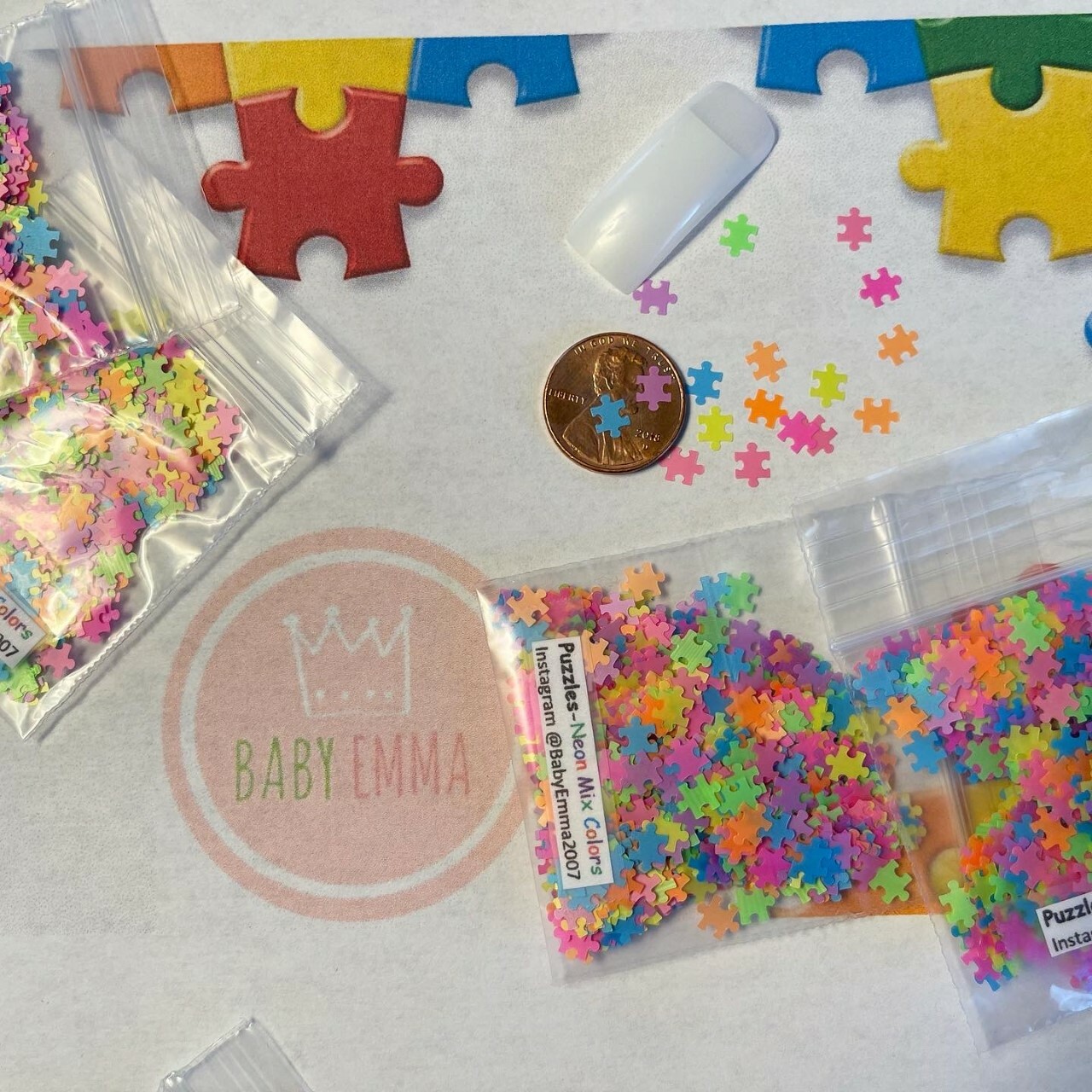 Solvent Resistant Puzzles Shaped (Neon Mixed) 5mm Glitter-Nail Art Acrylic Gel