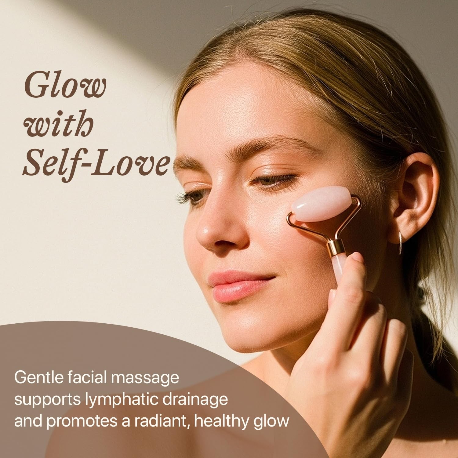 Rose Quartz Face Roller – Relaxation Gifts 1 Count (Pack of 1),