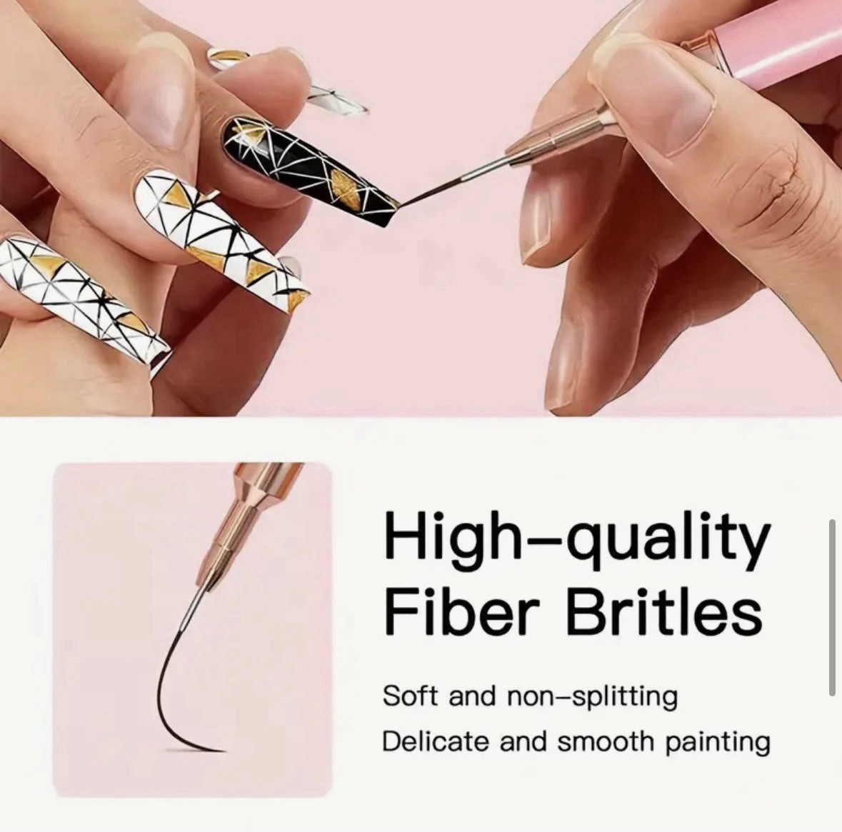 5 Piece Nail Art Fine Brush Set Manicure DIY Nails