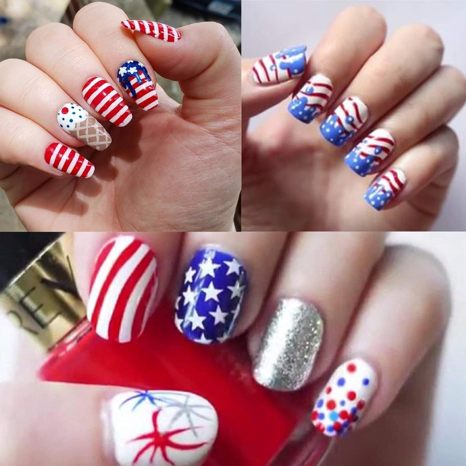 12 Sheets 4th of July Nail Decals Stickers, Self Adhesive Independence Day Pa…