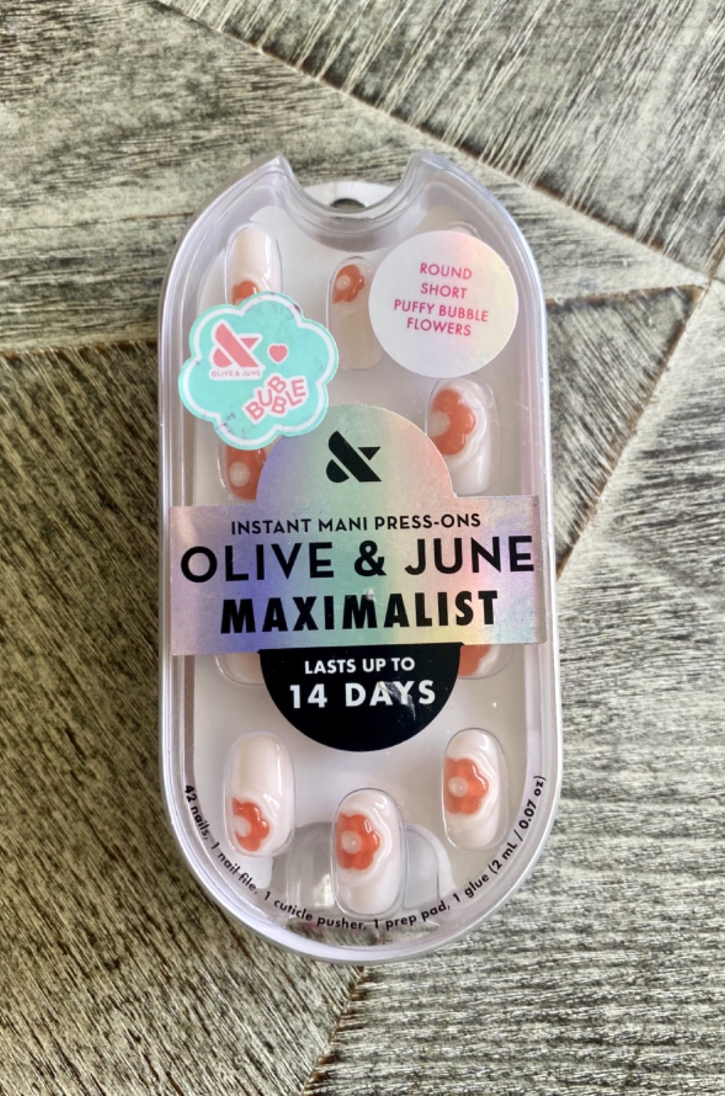 NEW! Olive & June Press-On Nails Lot of Three Flowers Pastel White FREE SHIPPING
