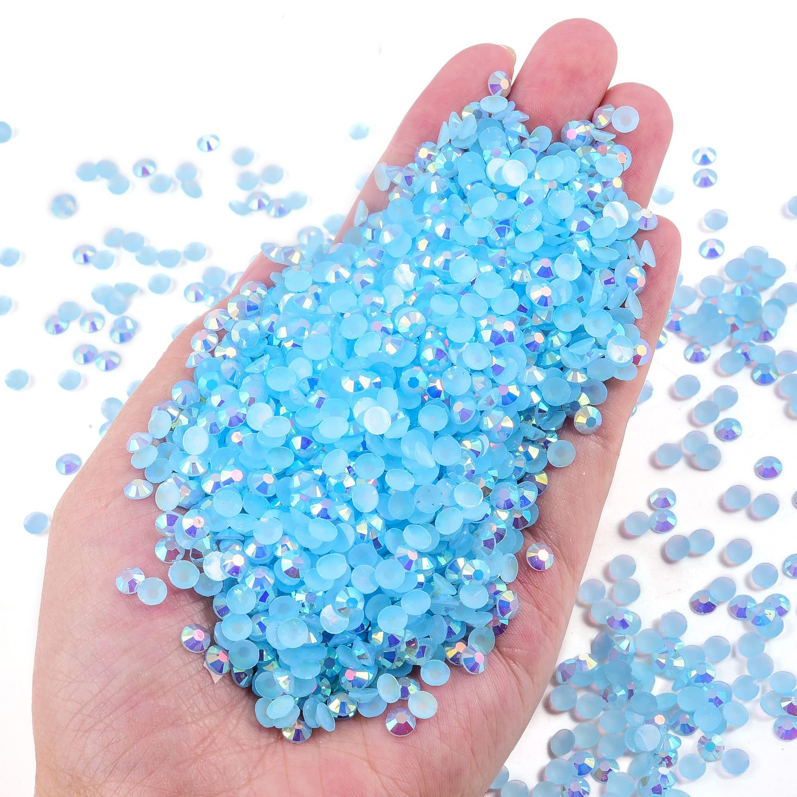 Blinginbox 500pcs 6mm AB Resin Flatback Rhinestones lt.Sapphire AB